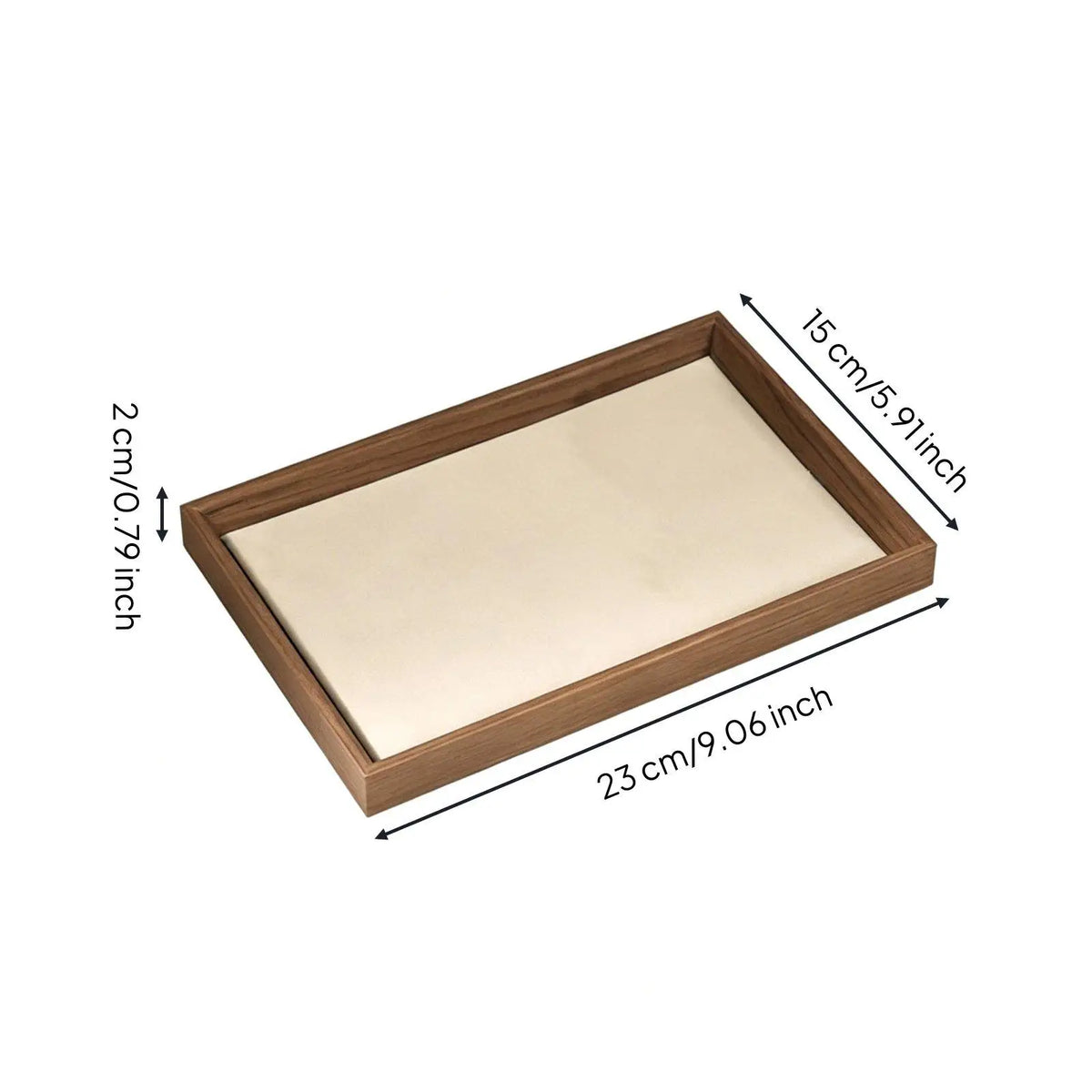 Wooden Jewellery Display Tray for Dresser & Vanity | Minimalist Walnut-Grain Organiser for Rings, Earrings & Necklaces | Grey or Beige, S or L