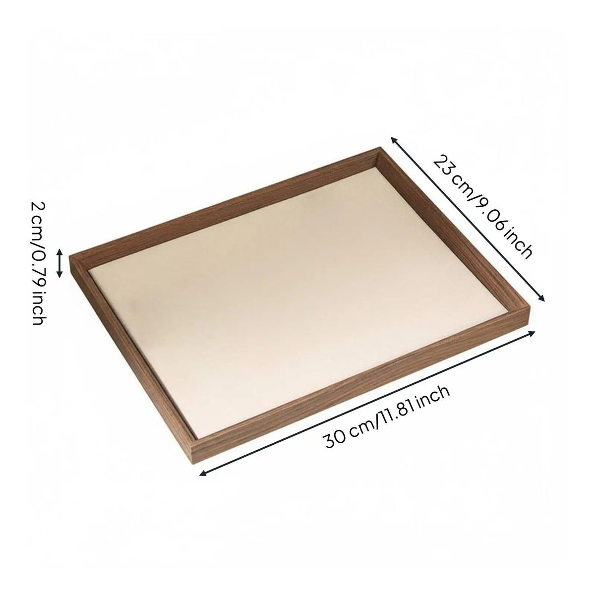 Wooden Jewellery Display Tray for Dresser & Vanity | Minimalist Walnut-Grain Organiser for Rings, Earrings & Necklaces | Grey or Beige, S or L