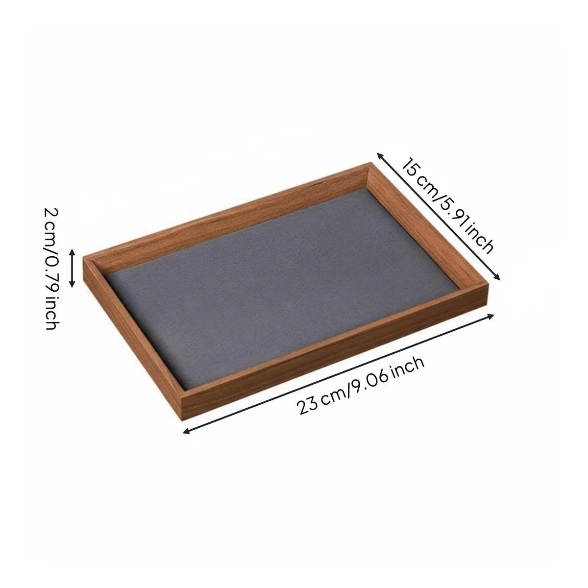 Wooden Jewellery Display Tray for Dresser & Vanity | Minimalist Walnut-Grain Organiser for Rings, Earrings & Necklaces | Grey or Beige, S or L