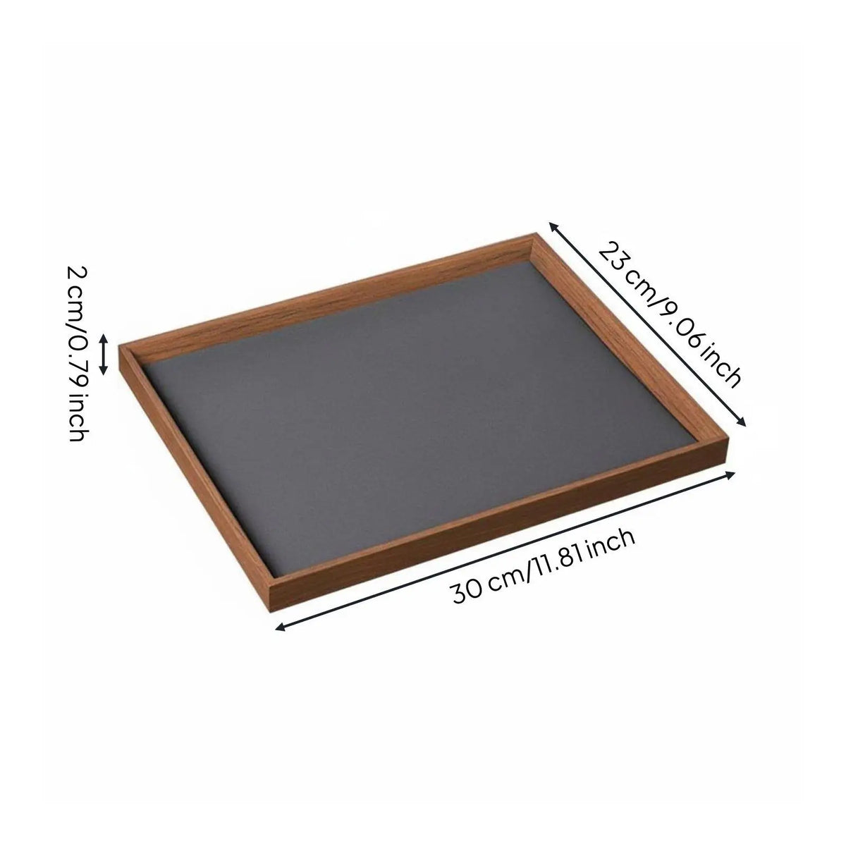 Wooden Jewellery Display Tray for Dresser & Vanity | Minimalist Walnut-Grain Organiser for Rings, Earrings & Necklaces | Grey or Beige, S or L