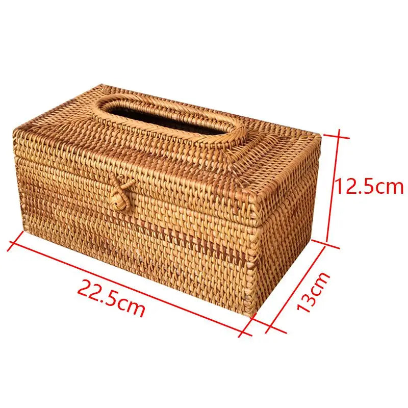 Rattan Tissue Box Cover for Living Room, Bathroom & Office | Handmade Woven Tissue Holder | Natural Napkin Storage Case & Housewarming Gift
