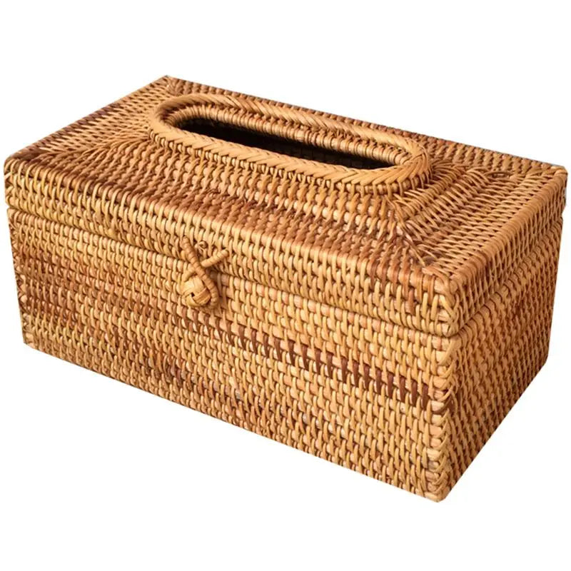 Rattan Tissue Box Cover for Living Room, Bathroom & Office | Handmade Woven Tissue Holder | Natural Napkin Storage Case & Housewarming Gift