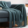 Chunky Knit Throw Blanket with Tassels for Sofa & Bed | Boho Cozy Bedroom Decor | Soft Textured Knit Blanket | 12 Colours