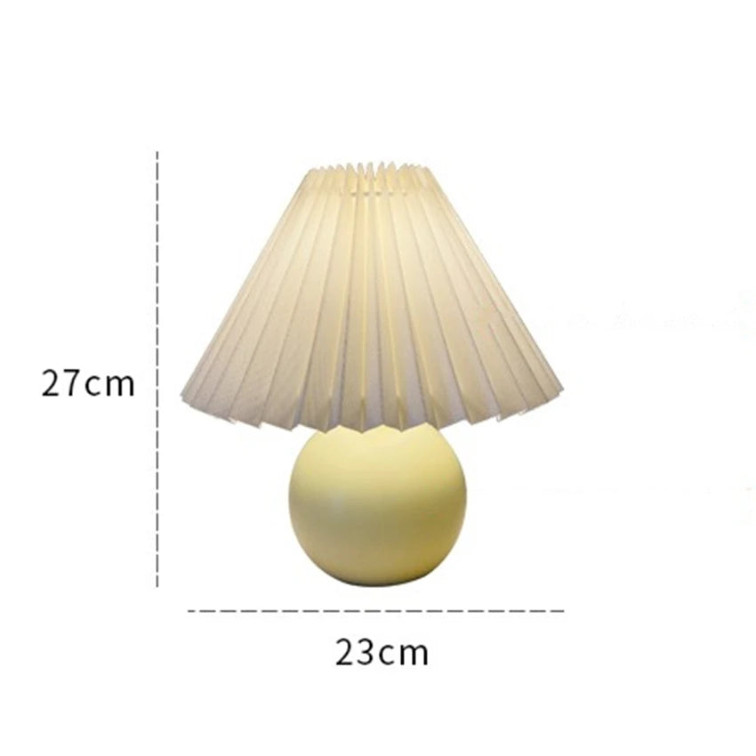 Nordic Ceramic Table Lamp for Bedroom Nightstand & Living Room | Pleated Fabric Lampshade | Modern Bedside Lamp | 12 Colour Combinations