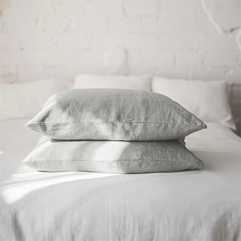 100% Pure Linen Pillowcases Set of 2 | Soft Breathable Stonewashed Bed Pillow Covers for Summer, 9 Colours, 40x40 to 51x90cm