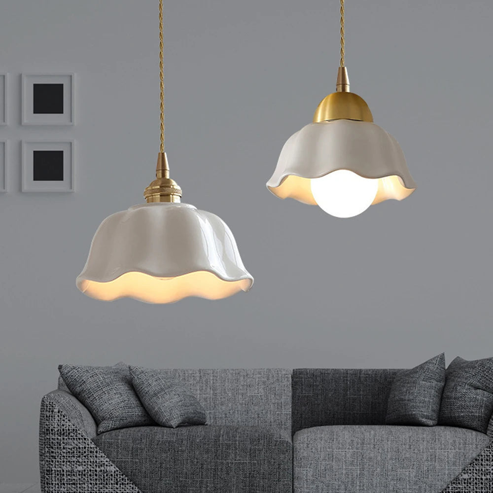 Ceramic Pendant Light | Nordic LED Ceiling Light & Hanging Lamp for Kitchen, Dining Room, Living Room, Bedroom & Cafe, E27