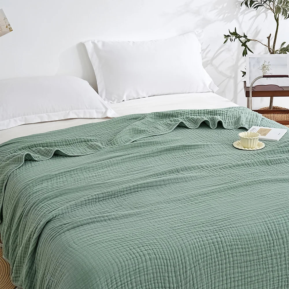 6-Layer Cotton Muslin Throw Blanket for Bed & Sofa | Lightweight Breathable Bedspread | Cozy Bedroom Decor | 3 Sizes, 9 Colours