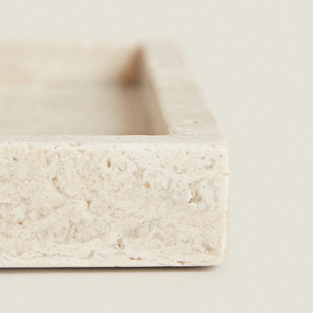 Travertine Vanity Tray for Bathroom Counter, Kitchen Sink & Dresser | Natural Stone Tray for Soap, Perfume & Skincare | 25cm or 30cm