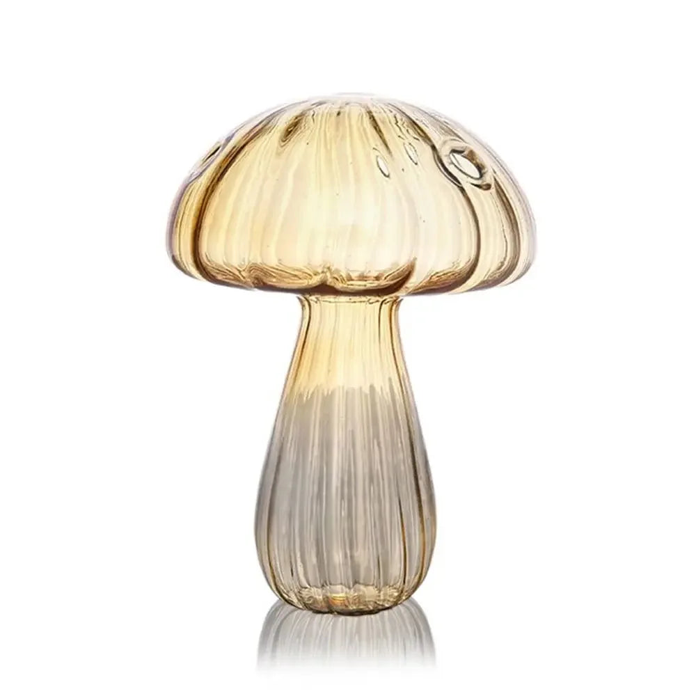 Mushroom Glass Vase for Desk, Shelf & Windowsill | Hydroponic Plant & Bud Vase | Colourful Modern Home Decor Ornament in 12 Colours