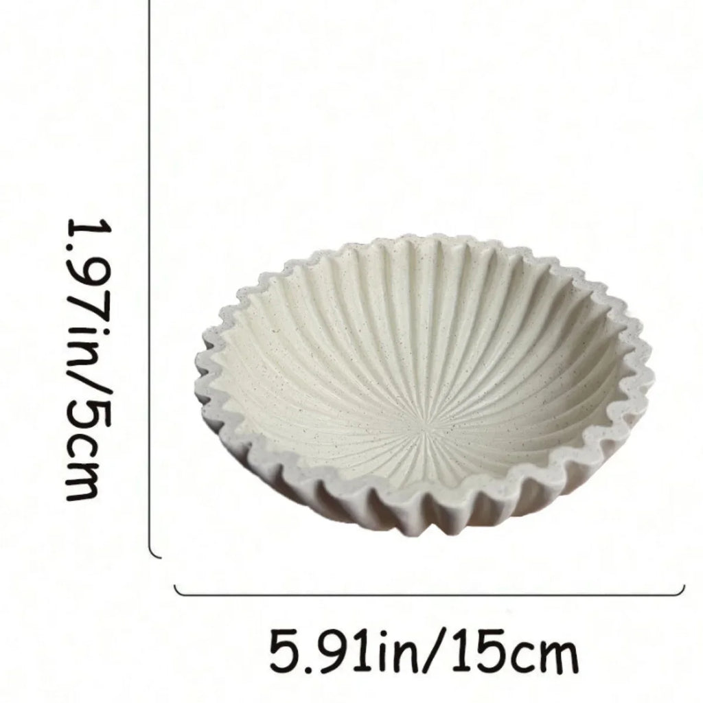 Decorative Lotus Leaf Bowl for Living Room Coffee Table & Shelf | Sculptural Resin Centrepiece with Grooved Rim | Modern Home Decor Gift