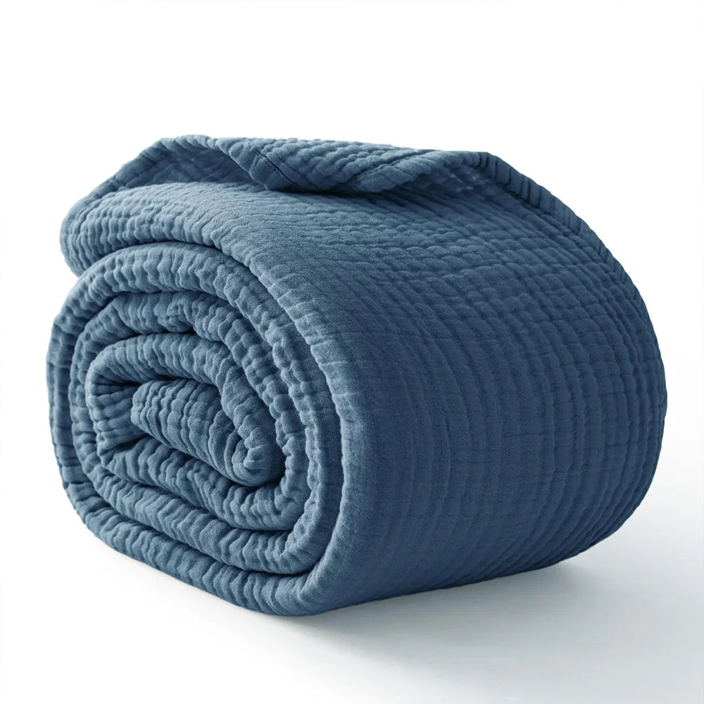 6-Layer Cotton Muslin Throw Blanket for Bed & Sofa | Lightweight Breathable Bedspread | Cozy Bedroom Decor | 3 Sizes, 9 Colours