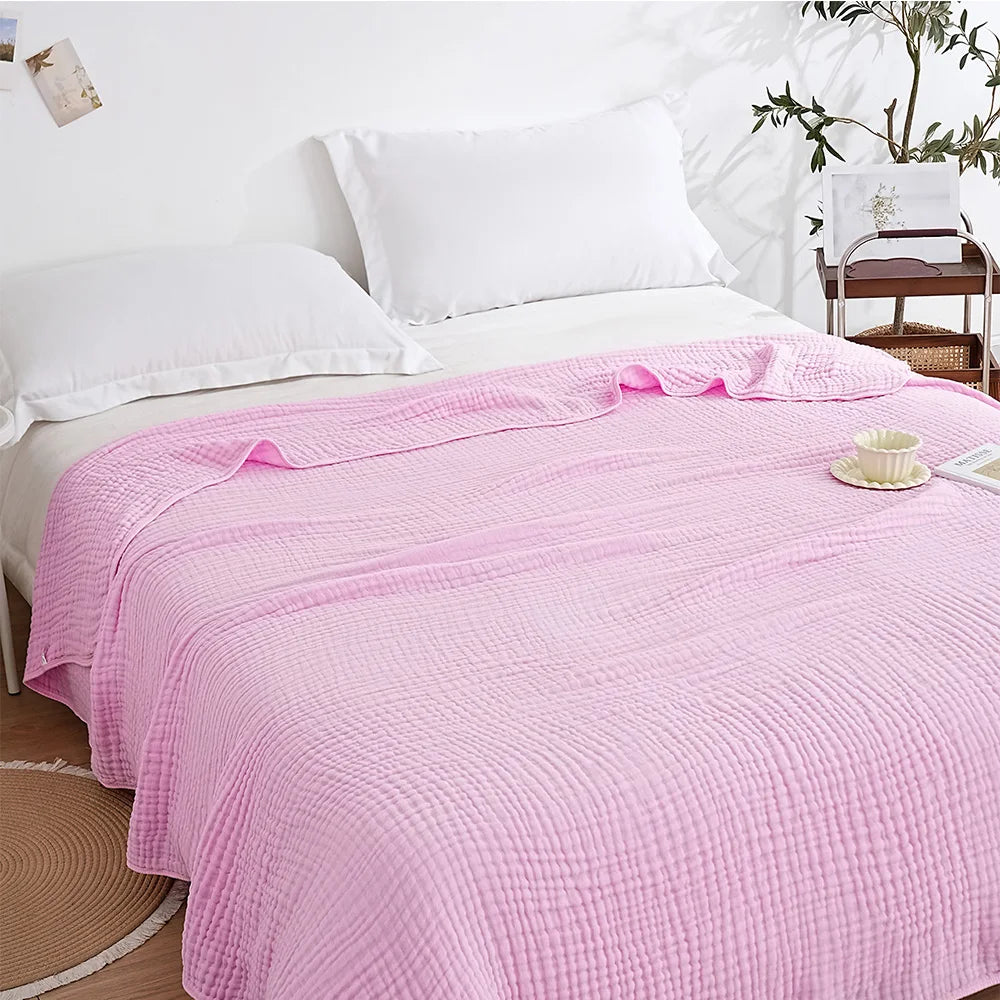 6-Layer Cotton Muslin Throw Blanket for Bed & Sofa | Lightweight Breathable Bedspread | Cozy Bedroom Decor | 3 Sizes, 9 Colours