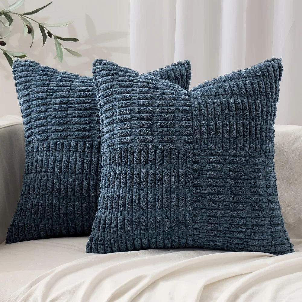 Corduroy Throw Pillow Cover 45x45cm for Sofa & Bed | Super-Soft Textured Cushion Cover | Modern Bedroom Decor | 6 Colours
