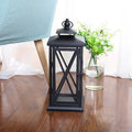 Glass Lantern Candle Holder for Patio, Dining Table & Entryway | Black Metal Hurricane Lantern | Windproof Modern Candle Holder, 30 to 50cm