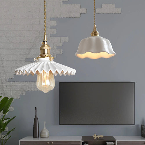 Ceramic Pendant Light | Nordic LED Ceiling Light & Hanging Lamp for Kitchen, Dining Room, Living Room, Bedroom & Cafe, E27