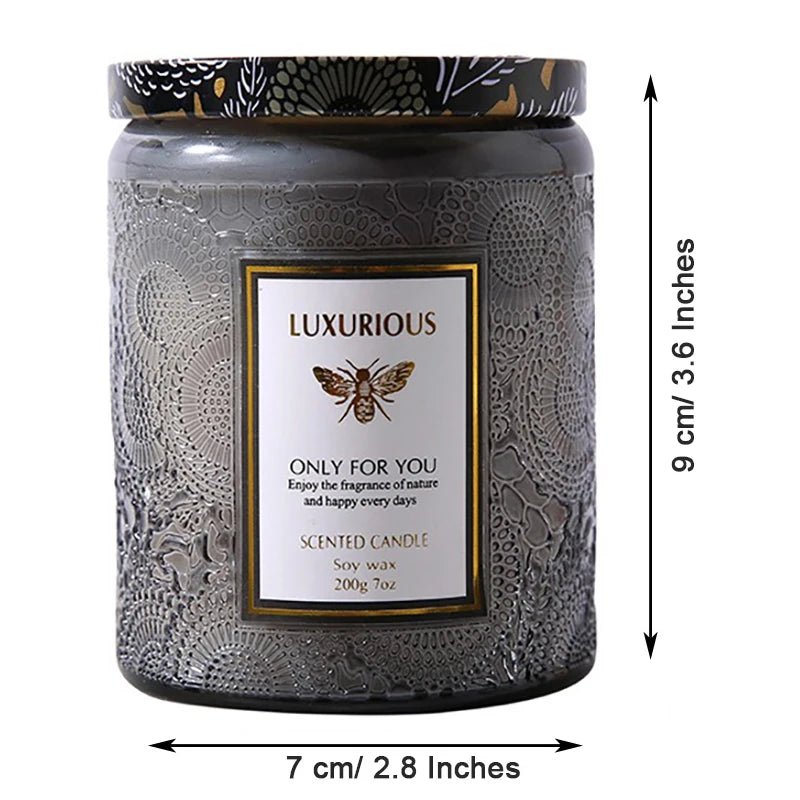 Soy Scented Candle for Living Room & Bedroom | 7oz Natural Soy Wax Jar Candle with Cotton Wick | 40 Hour Burn | Cosy Home Gift in 4 Scents