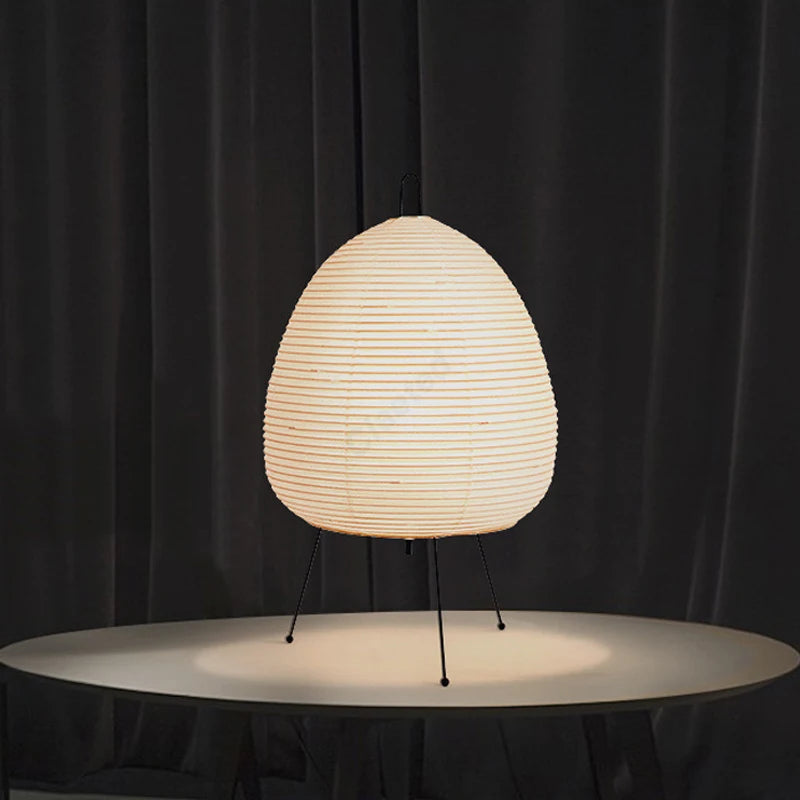 Japanese Rice Paper Tripod Table Lamp | Wooden Lantern LED Desk Lamp & Bedside Light for Bedroom, Study & Living Room, 3 Colour
