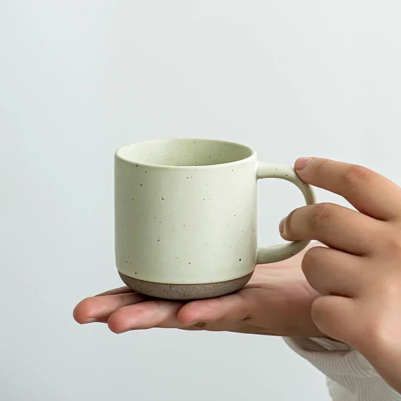 Speckled Ceramic Coffee Mug for Espresso, Cappuccino & Tea | 150ml Frosted Cup with Handle & Unglazed Base | Minimalist Tableware in 4 Colours