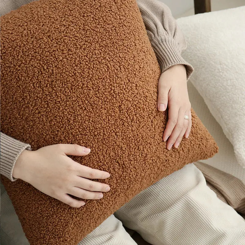 Teddy Faux Fur Throw Pillow Cover for Bedroom & Living Room Sofa | Plush Cozy Bedroom Decor | Nordic Neutral Cushion Cover in 11 Colours