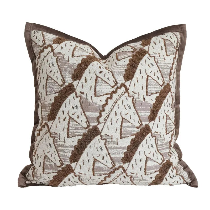 Brown Striped Chenille Throw Pillow Cover for Living Room Sofa & Bed | Textured Neutral Bedroom Decor | 45x45cm & 30x50cm