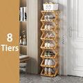 Bamboo Shoe Rack for Entryway, Closet & Hallway | Foldable Vertical Shoe Storage with No Assembly Needed | 2 to 9 Tiers in Natural or Brown