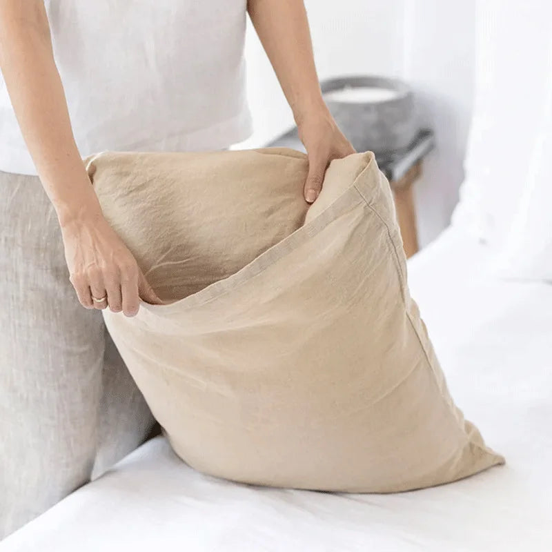 Pure Linen Pillowcases Set of 2 for Bed | 48x74cm Envelope Closure | Natural Neutral Bedroom Decor | Breathable Bedding in 14 Colours
