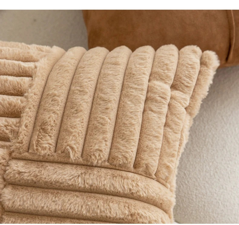 Textured Throw Pillow Cover for Sofa & Bed | Boho Neutral Bedroom Decor | Tufted, Suede, Chenille & Faux Fur Designs in Cream & Brown