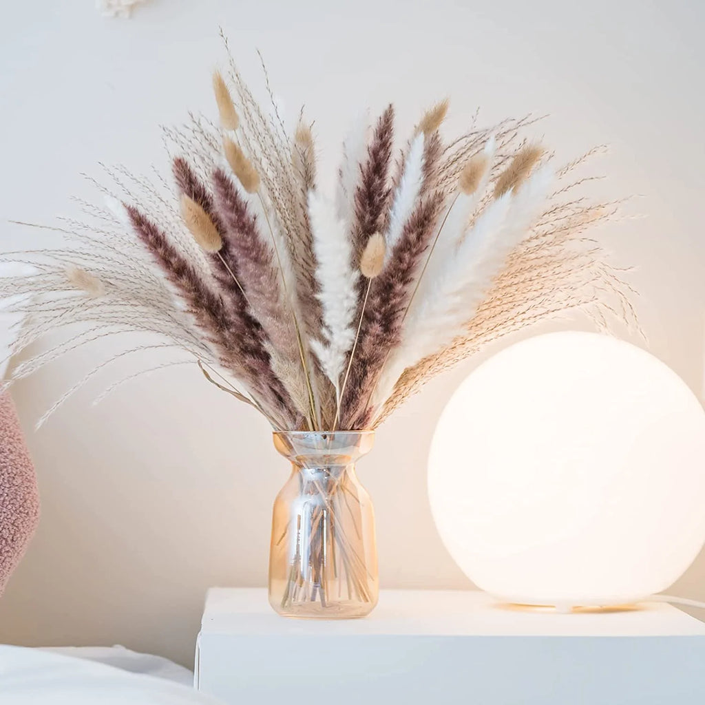 Dried Pampas Grass Bouquet for Vases, Living Room & Wedding Decor | Natural Fluffy Boho Dried Flowers | Mixed Bouquets in 30+ Styles, 45 to 50cm