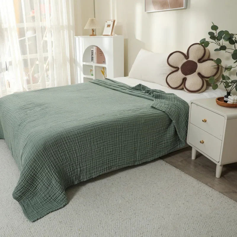6-Layer Cotton Muslin Throw Blanket for Bed & Sofa | Lightweight Breathable Bedspread | Cozy Bedroom Decor | 3 Sizes, 9 Colours