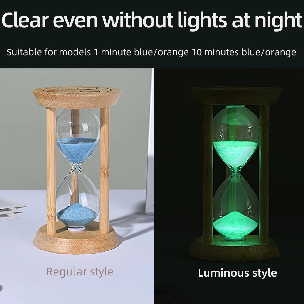 Wooden Hourglass Sand Timer for Desk, Living Room & Kitchen | Minimalist Home Decor Accent | 3, 5, 10, 15 or 30 Minutes in Blue or Orange