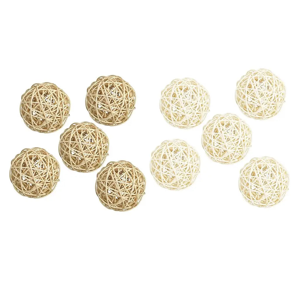 Rattan Decorative Balls Set of 5 for Bowls, Vases & Coffee Table Decor | Handwoven Wicker Orbs | Natural Boho Home Accents, 7cm