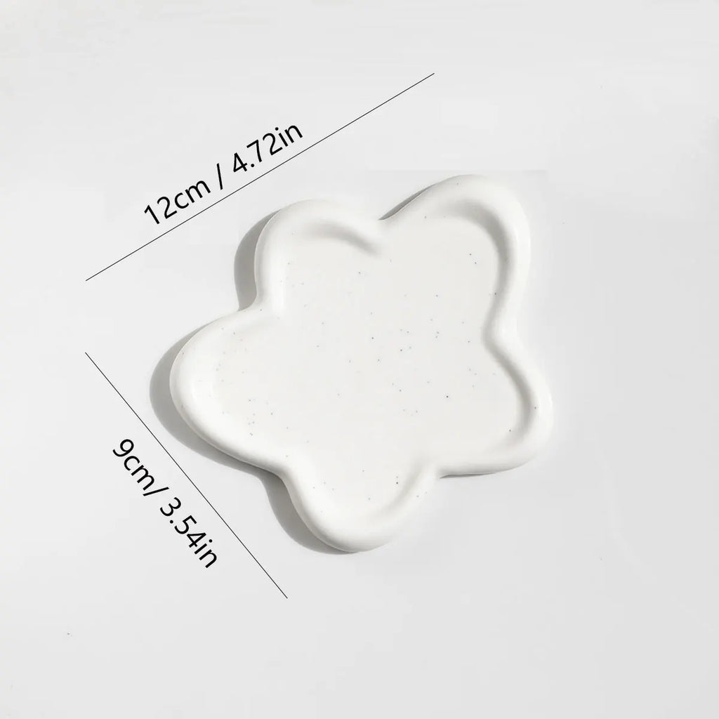 Ceramic Jewellery Dish for Dresser, Nightstand & Entryway | White Trinket Tray for Rings, Keys & Watches | Minimalist Gift in 4 Shapes