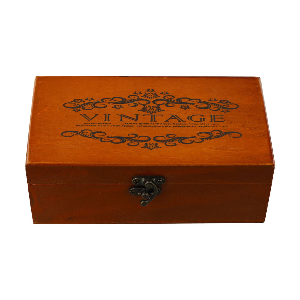 Wooden Storage Box with Lock & Hinged Lid for Home Office & Bedroom | Retro Keepsake Box | Decorative Valuables Case in S, M, L