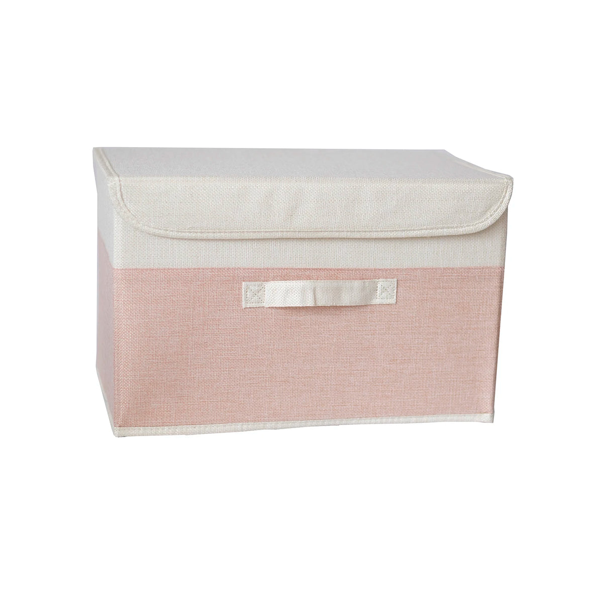 Foldable Cotton Linen Storage Box with Lid for Closet, Nursery & Shelves | Washable Fabric Storage Bin | Toy & Clothes Organiser, 2 Sizes