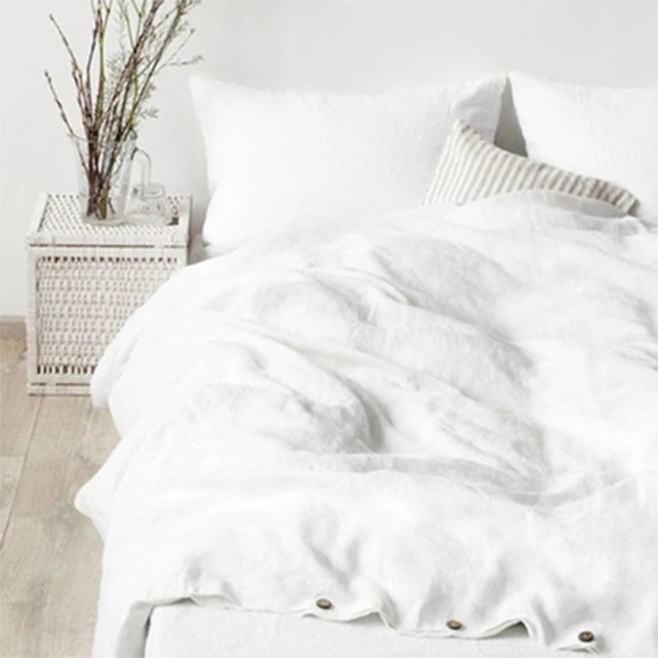 Stone Washed Linen Duvet Cover & Pillowcases for Bedroom | 100% French Linen Bedding | Breathable Neutral Bedroom Decor | 10 Colours
