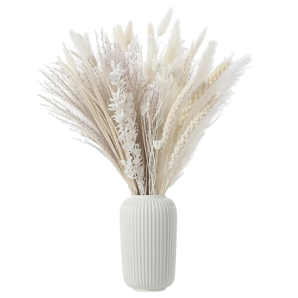 Dried Pampas Grass Bouquet for Vases, Living Room & Wedding Decor | Natural Fluffy Boho Dried Flowers | Mixed Bouquets in 30+ Styles, 45 to 50cm