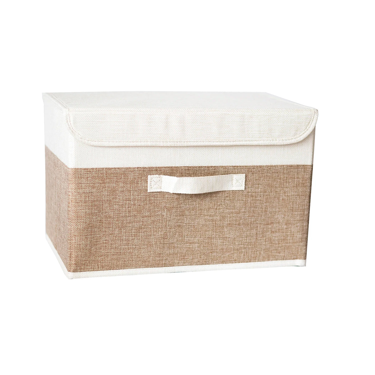Foldable Cotton Linen Storage Box with Lid for Closet, Nursery & Shelves | Washable Fabric Storage Bin | Toy & Clothes Organiser, 2 Sizes