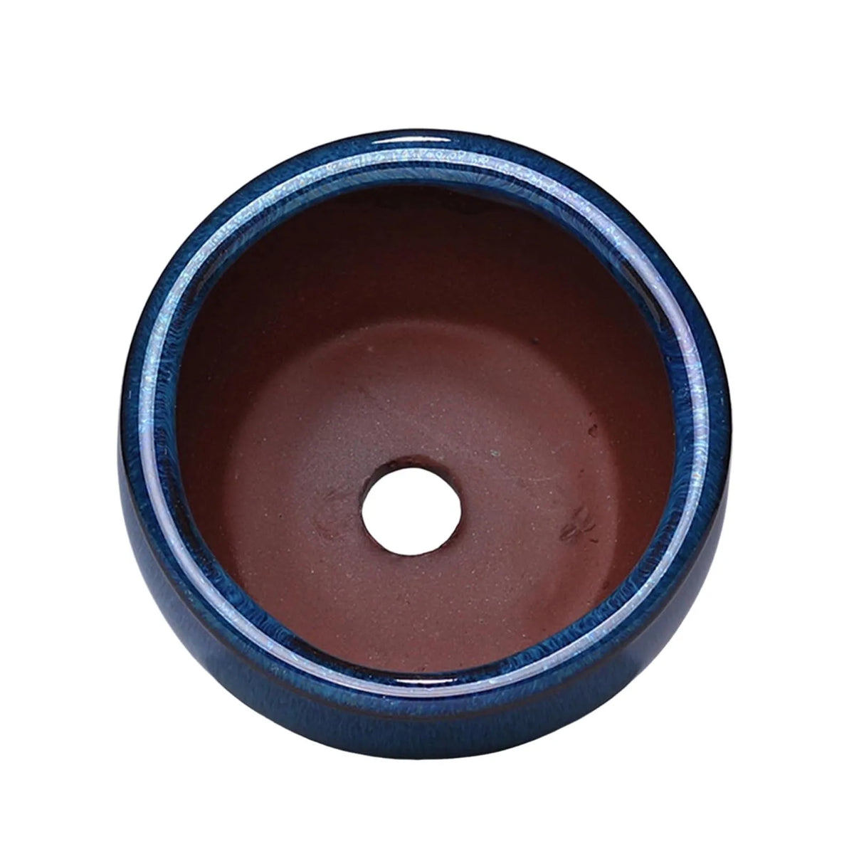 Ceramic Succulent Pot with Drainage Hole for Windowsill, Shelf & Patio | Round Ceramic Plant Pot | Indoor Outdoor Planter in Blue or Sky Blue