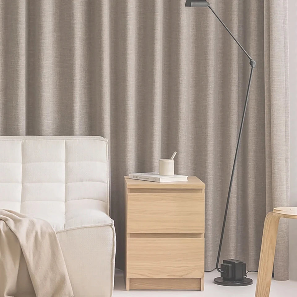 Linen Look Room Darkening Curtain for Bedroom & Living Room | Neutral Modern Window Drape | Sold Per Panel in Grey Coffee or Beige, 12 Sizes