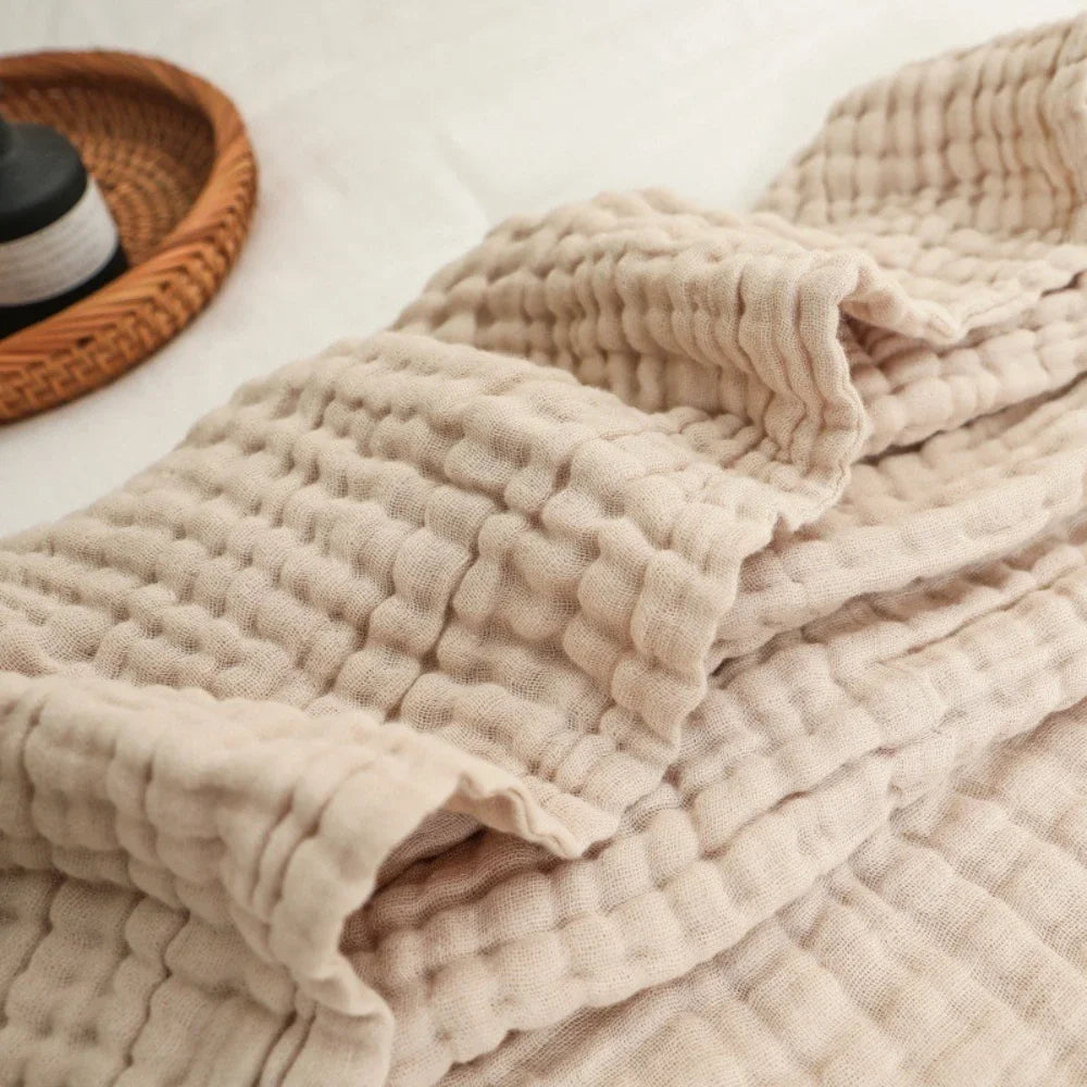 6-Layer Cotton Muslin Throw Blanket for Bed & Sofa | Lightweight Breathable Bedspread | Cozy Bedroom Decor | 3 Sizes, 9 Colours