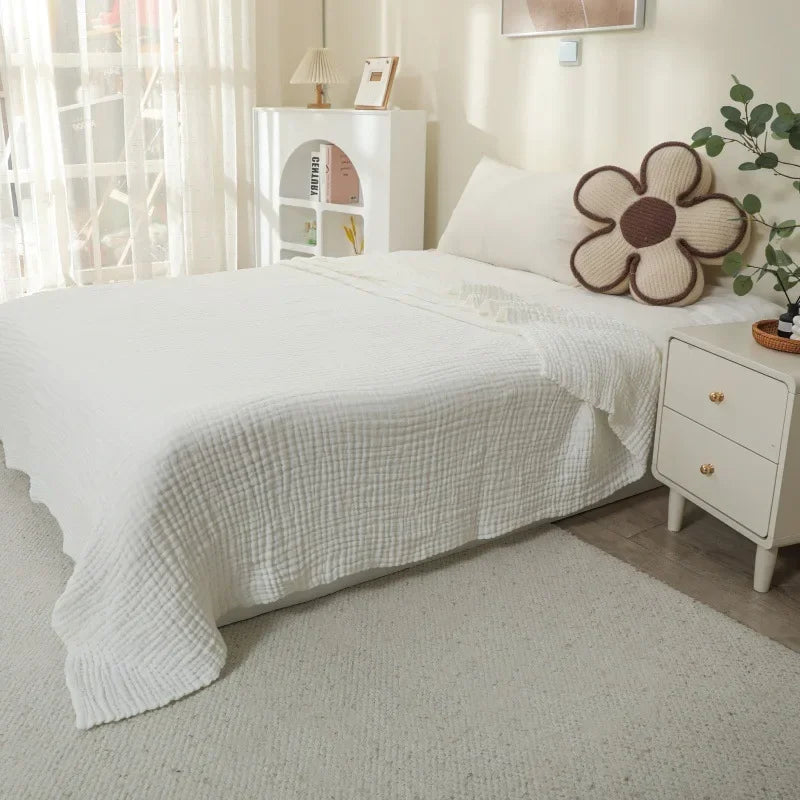 6-Layer Cotton Muslin Throw Blanket for Bed & Sofa | Lightweight Breathable Bedspread | Cozy Bedroom Decor | 3 Sizes, 9 Colours