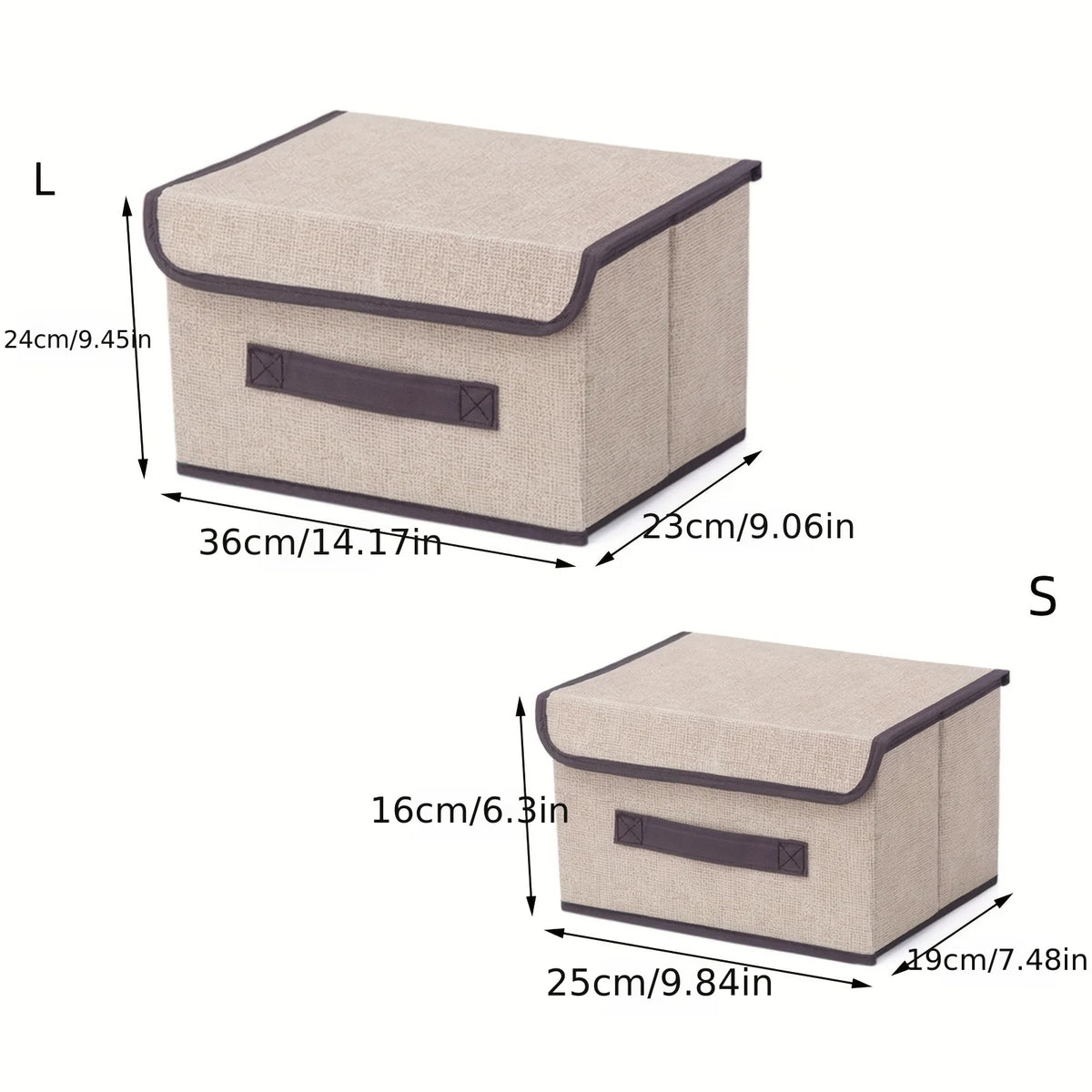Foldable Linen-Look Storage Box with Lid for Closet & Bedroom | Dustproof Fabric Storage Bin | Clothes & Sundries Organiser, S or L