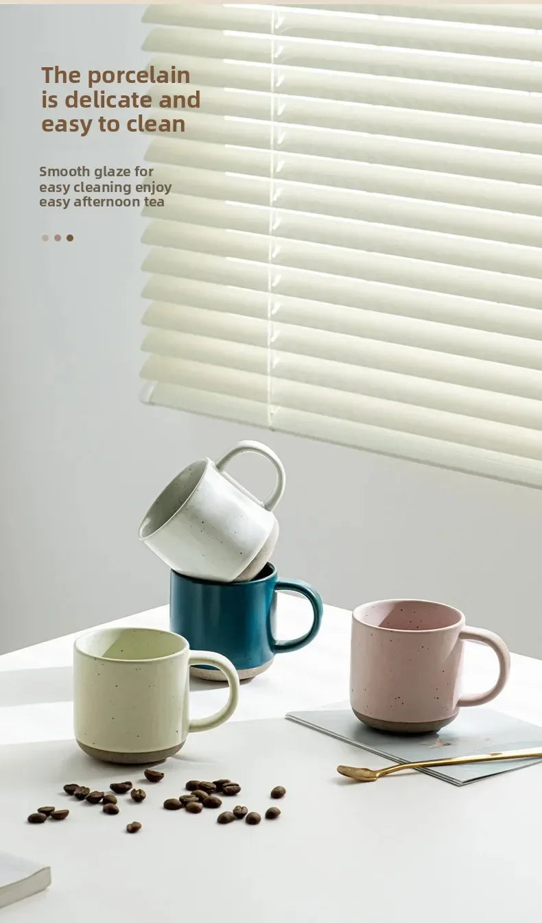 Speckled Ceramic Coffee Mug for Espresso, Cappuccino & Tea | 150ml Frosted Cup with Handle & Unglazed Base | Minimalist Tableware in 4 Colours