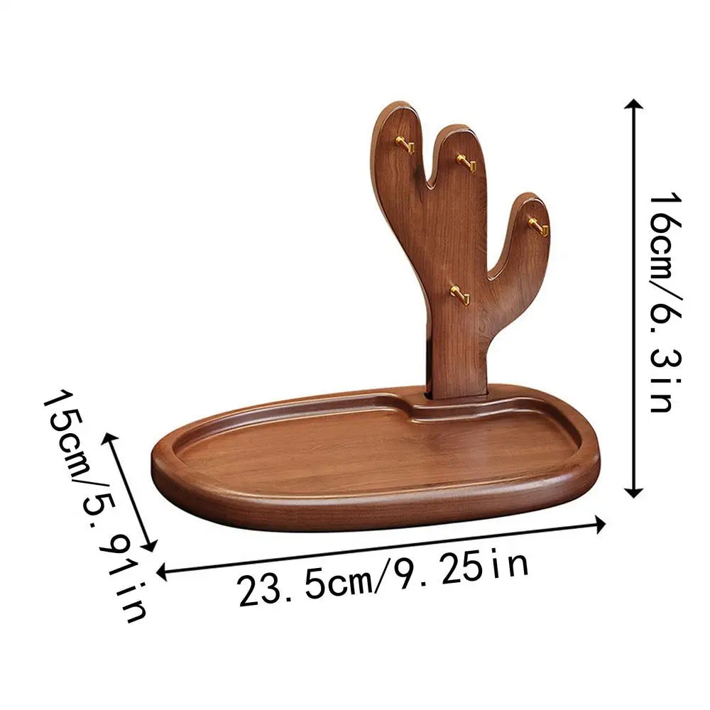 Rustic Wooden Key Tray for Entryway Table & Nightstand | Solid Wood Valet Organiser for Keys, Wallet & Jewellery | Birthday Gift Idea