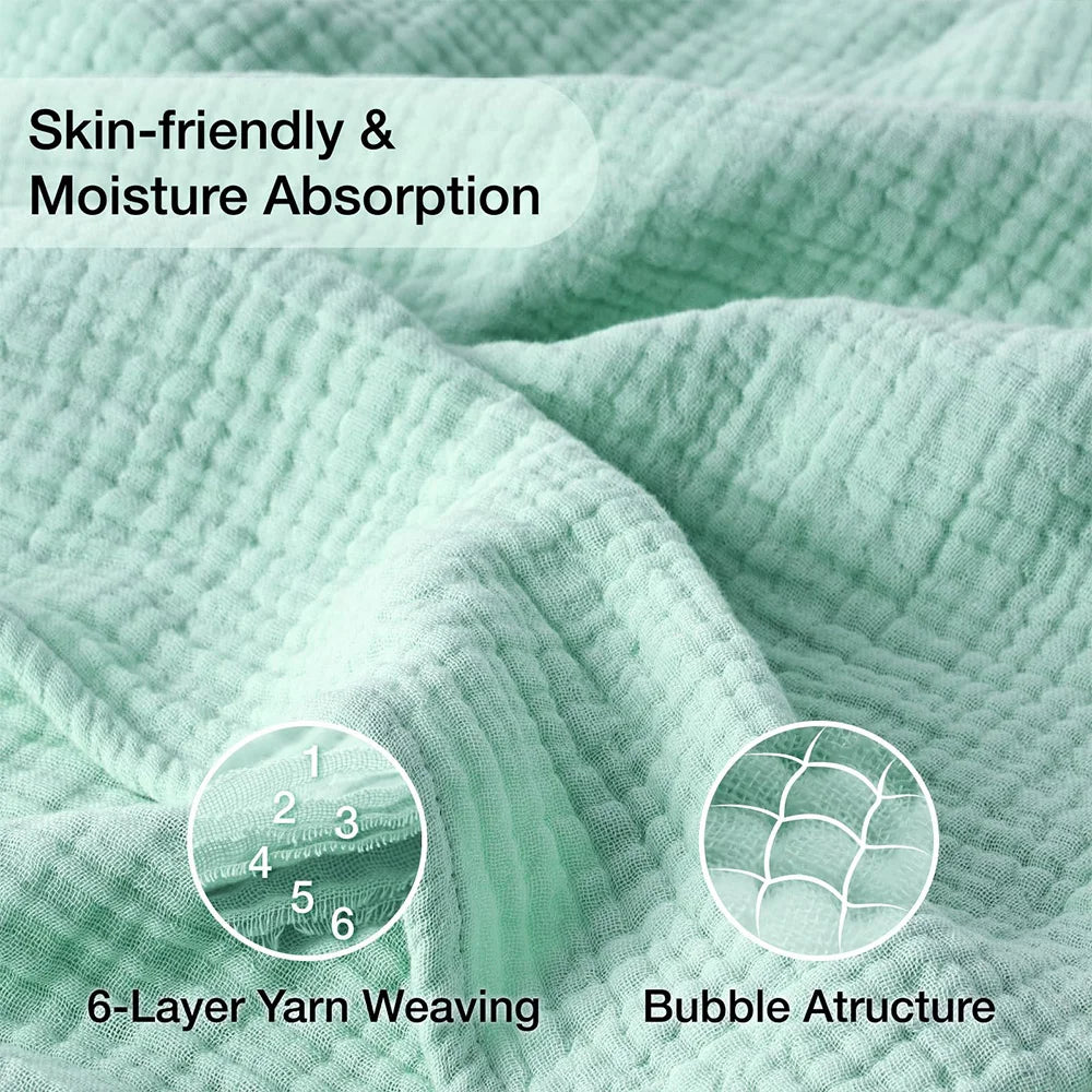 6-Layer Cotton Muslin Throw Blanket for Bed & Sofa | Lightweight Breathable Bedspread | Cozy Bedroom Decor | 3 Sizes, 9 Colours
