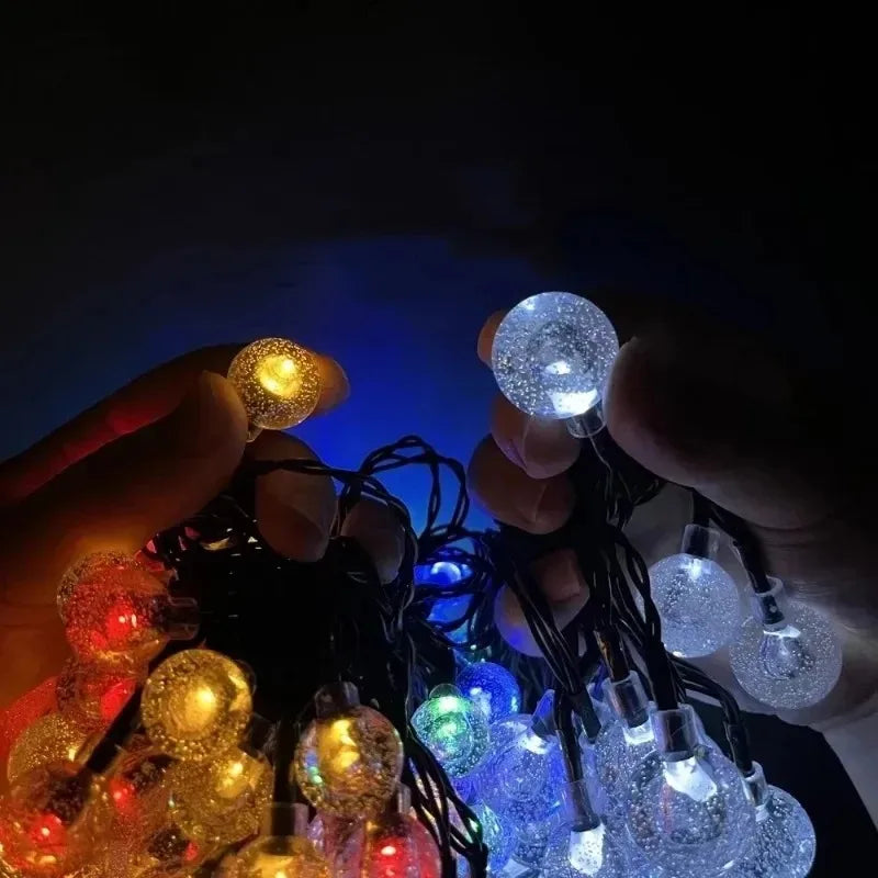 Solar String Lights for Garden, Patio & Christmas Decor | Waterproof Crystal Globe Fairy Lights | Outdoor Solar Festoon Lights, 5m–22m, 4 Colours