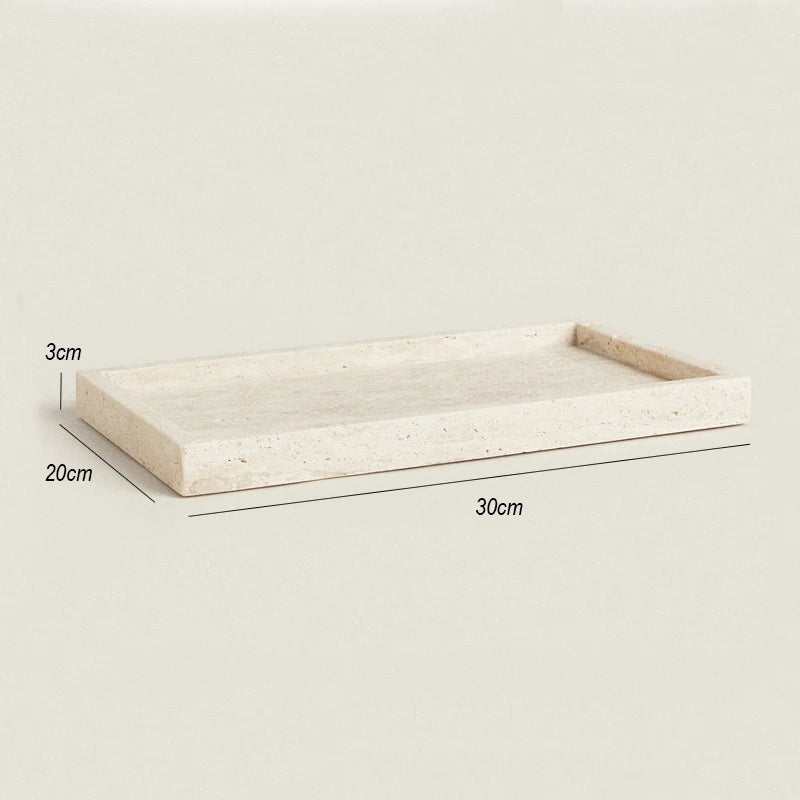 Travertine Vanity Tray for Bathroom Counter, Kitchen Sink & Dresser | Natural Stone Tray for Soap, Perfume & Skincare | 25cm or 30cm