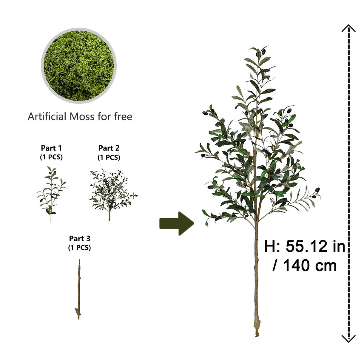 Artificial Olive Tree for Living Room, Balcony & Patio | 120–180cm Faux Indoor Outdoor Plant | Realistic Fake Tree for Home & Garden Decor