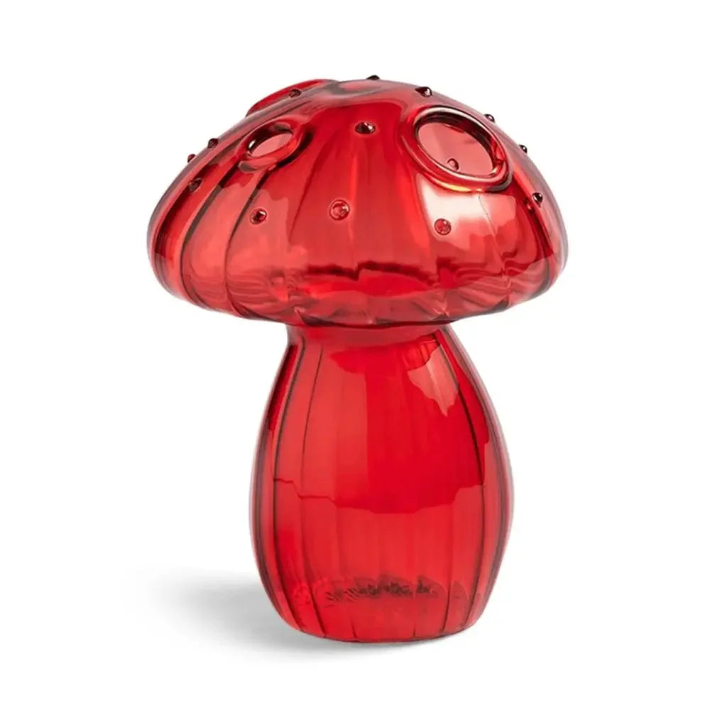 Mushroom Glass Vase for Desk, Shelf & Windowsill | Hydroponic Plant & Bud Vase | Colourful Modern Home Decor Ornament in 12 Colours