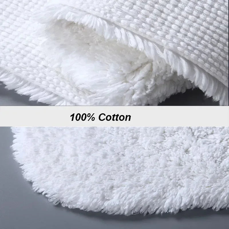 Cotton Bath Mat for Bathroom & Shower | Thick Plush Hotel Style Bath Rug | Absorbent Anti Slip Floor Mat in White, 40x60cm